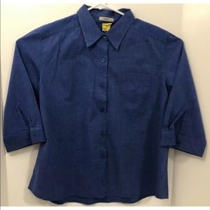 Edward Womens Button Up 3/4 Length Sleeve Blouse